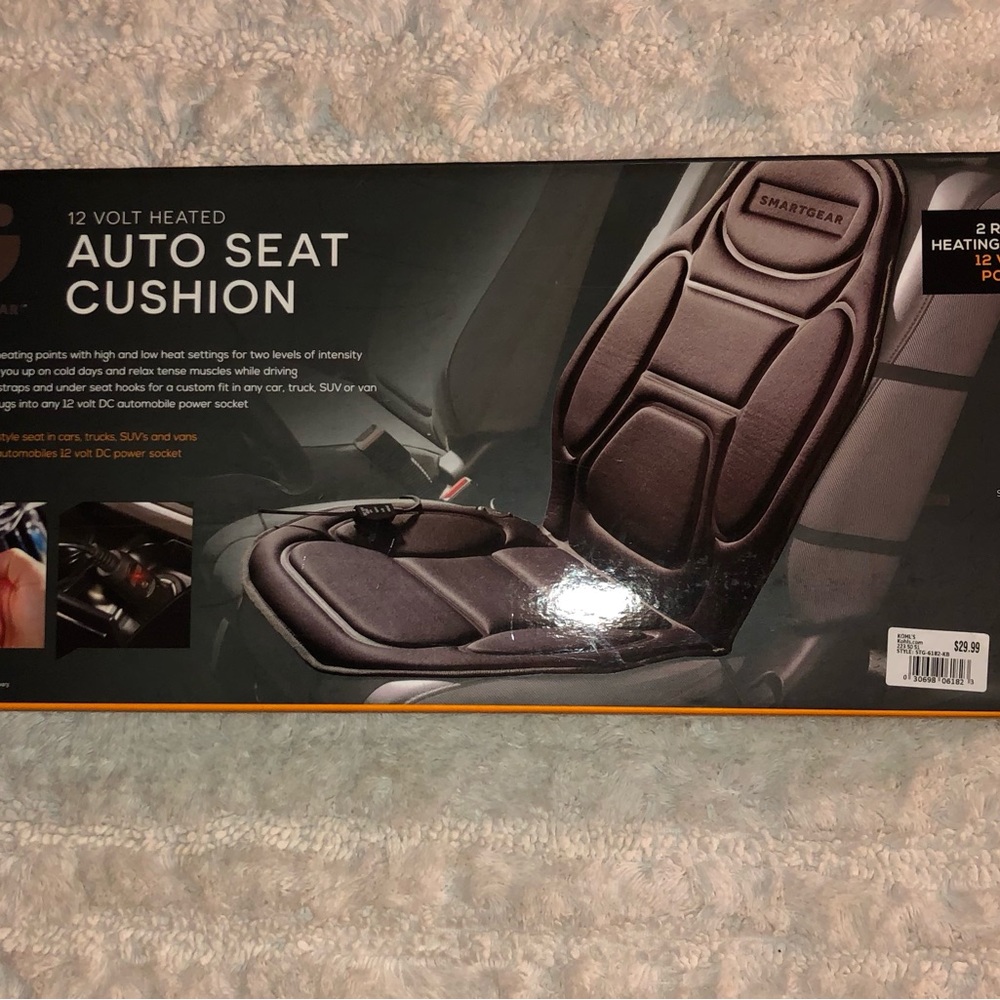 Smartgear 12 V heated auto seat cushion plug in 12 Volt DC auto.power socket NWT